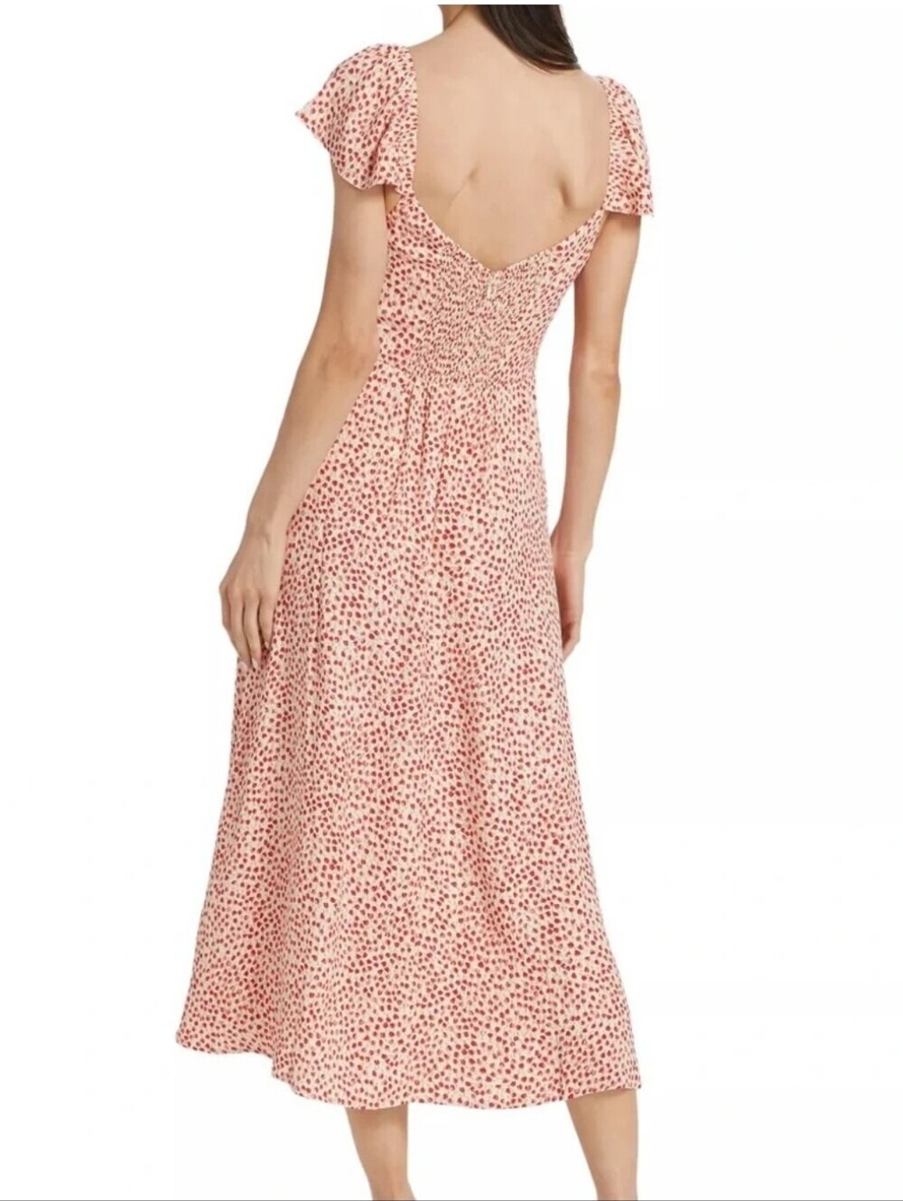 Reformation Baxley Floral Print Flutter Sleeve Midi Dress In Alma - Picture 4 of 11